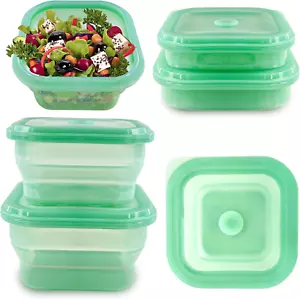 4 Pack Collapsible Food Storage Containers, Silicone Food Storage Containers wit - Picture 1 of 12