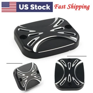 For Harley Road King Softail Middle Brake Reservoir Master Cylinder Cover Caps - Picture 1 of 11
