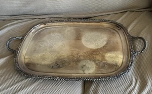 Antique large heavy ornate silverplate tray made in England, hallmarked - Picture 1 of 4