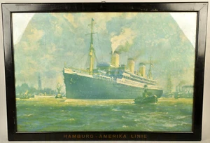 HAPAG LLOYD Original Werbeplakat 1920er Jahre,Holzrahmen,verglast,Zustand gut + - Bild 1 von 2