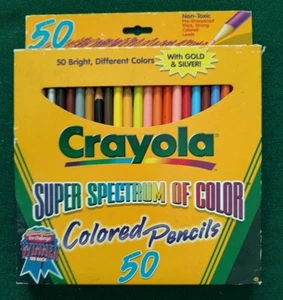 Vintage 50 Crayola Super Spectrum Buntstifte mit Gold & Silber - Bild 1 von 4
