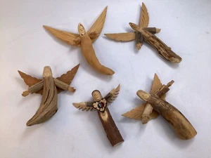 5 Santa Fe, Folk Art Carved Wood Angel Sculpture Southwest (B6) - Picture 1 of 13
