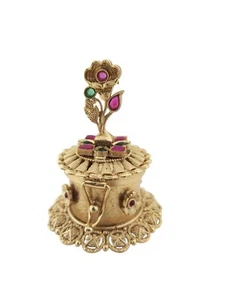 Indio Bollywood Regalo de Boda Sindoor Dabbi Kumkum Caja Tulsi Pooja Regalo Joyería - Imagen 1 de 3