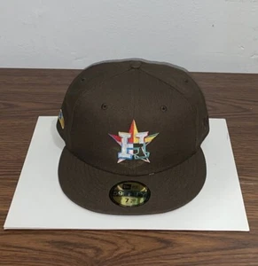 4UCAPS x New Era Houston Astros Travis Scott Mocha GITD Blue Brims Sz 7 5/8 New - Picture 1 of 4