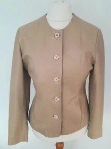 ARMS - Chaqueta de CUERO REAL Suave BEIGE Talla 12 - Imagen 1 de 17