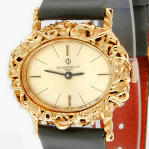 Baume Mercier Vintage 14K Solid Gold Filigree Oval Hand-wind Ladies Watch 30mm - Picture 1 of 6