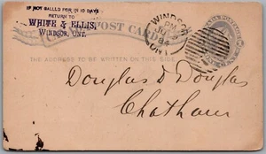 Postal Stationery c1884 Windsor Ontario to Chatham ONT White & Ellis Split Ring - Picture 1 of 2