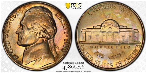 1950 5C Proof Jefferson Nickel PCGS PR 66 - Toning Cover