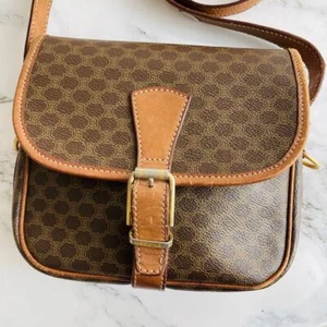 Celine Shoulder Bag Macadam Vintage Brown Made In Italy - Imagen 1 de 9