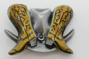 Hombres Mujeres Cinturón Hebilla Plata Metal Occidental Moda Marrón Botas Sombrero Estilo Vaqueros - Imagen 1 de 4