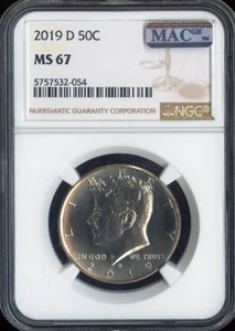 Asta mezzo dollaro Kennedy 2019-D NGC MS67 - Foto 1 di 2