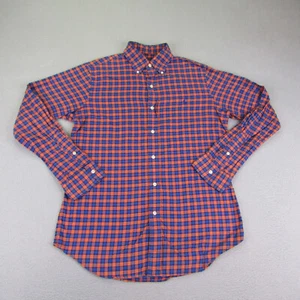 Ralph Lauren Shirt Mens Small Blue Orange Plaid Button Up Flannel Pony Casual ^ - Picture 1 of 12