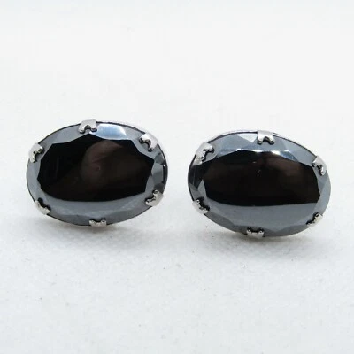 Handsome Stainless Steel & Large Marcasite Cuff Links K1325 Foto 1 de 4