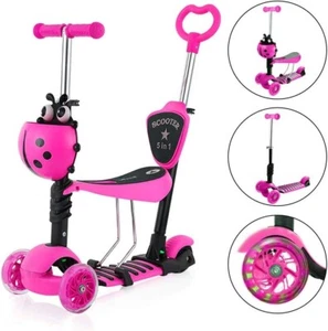 Scooter para niños 5 en 1, 3 ruedas Scooter para bebés Patinete Patinete Asiento extraíble LED - Imagen 1 de 13