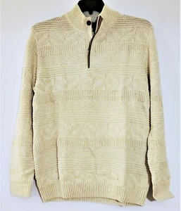 Maglione uomo Tasso Elba pullover manica lunga zip 3/4 beige L XL 100% cotone - Foto 1 di 5
