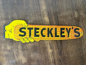 PORCELAIN STECKLEY'S ENAMEL SIGN 12x4 INCHES - Picture 1 of 2