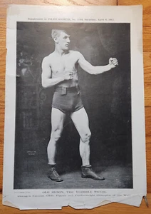 Ole Olson El Terrible Boxer Sueco Estampado Vintage 1901 Gaceta de Policía #1233 - Imagen 1 de 1