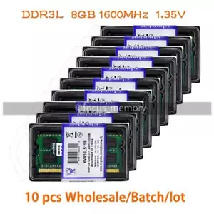 Kingston 8 GB DDR3L 1600 MHz Laptop Memory 2RX8 PC3L-12800S SO-DIMM 1.35V10pcs - Picture 1 of 6