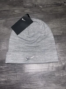 Nike Youth Metal Swoosh Beanie Hat Winter Knitted Boys Girls Grey One Size - Picture 1 of 4
