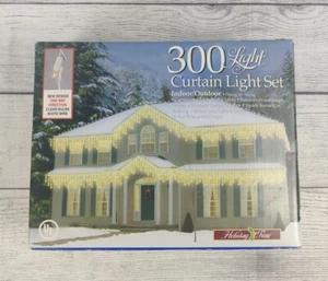 Holiday Time 300 Light Curtain Light Set Clear 28ft Christmas -Indoor/Outdoor - Picture 1 of 9