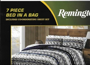 Remington 7 Piece Queen Comforter Sheet Set Reversible Moose Elk Canoe Paddles - Picture 1 of 2