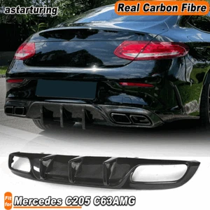 For Mercedes C205 C63 Coupe 2015-2019 REAL Carbon Rear Bumper Diffuser Lippe - Bild 1 von 11