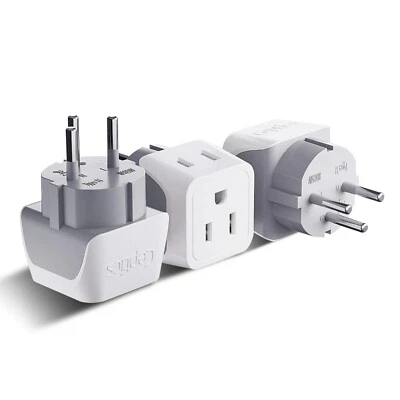 Ceptics USA to Israel, Palestine Travel Adapter Plug - Type H (CT-14, 3 Pk) - Image 1 of 4