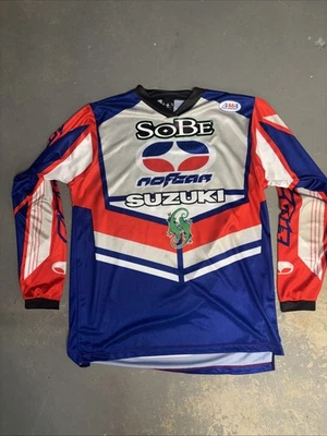 CAMISETA TRAVIS PASTRANA RACE USADA NO FEAR SOBE ROJA, BLANCA Y AZUL 199 AMA XL Foto 1 de 3