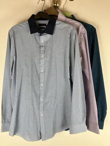 3 shirts men’s long sleeve suit shirts smart Size M 15•5 inch Slim fit vgc - Picture 1 of 19