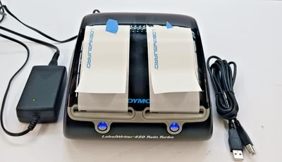 Escritor de etiquetas Dymo 450 Twin Turbo 1750160 probado con alimentación y cable USB Foto 1 de 4