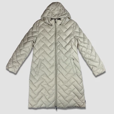 Moncler Beige Quilted Long Down Puffer Coat Size 5 Women’s Hooded Jacket - Image 1 of 4