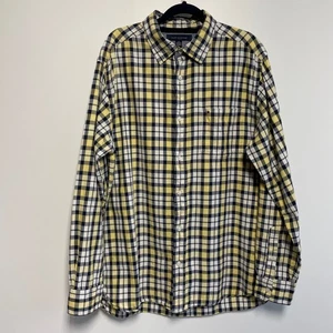 Camisa Tommy Hilfiger Para Hombre Manga Larga Con Botones A Cuadros Amarillo Azul Marino L - Imagen 1 de 9