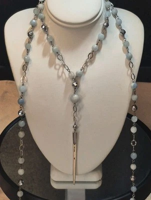 CHAN LUU Sterling, Semiprecious Stone & Crystal ROSARY Style DAGGER Necklace984 - Image 1 of 4