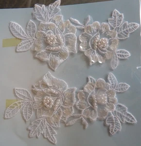 10 APLICACIONES DE PERLAS DE LENTEJUELAS DE ENCAJE SIMPLICITY FLORES BLANCAS BODA NUEVO - Imagen 1 de 4