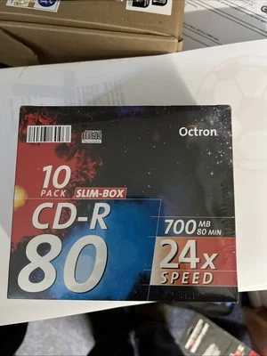 Octron 10 Pack Slim Box CD-R 24x Speed Brand New - Image 1 of 2