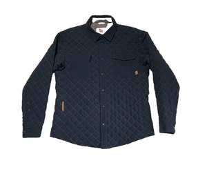 WESTERN RISE Airloft Camicia Giacca Uomo M Blu Snap Trapuntato Collo Tasche - Foto 1 di 6