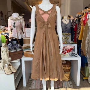 Antique Brown Bias-Cut Dress - Picture 1 of 6