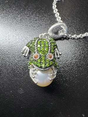 Collar Colgante Judith Ripka Plata de Ley 925 Frankie La Rana, 11.1g Foto 1 de 4