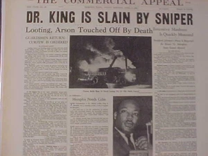 VINTAGE NEWSPAPER HEADLINES ~ MARTIN LUTHER KING  MURDERED KILLED MLK DEAD  1968 - Picture 1 of 1