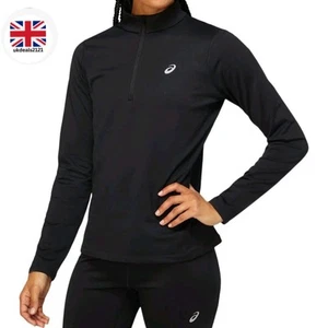 ASICS CORE LS 1/2 ZIP TOP Women's Size 10 Black – Recycled Polyester Running Top - Picture 1 of 18