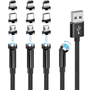 Câble de Charge Magnétique Rotatif 540° (Pack de 4 3/3/6/6ft) Téléphone Magnétique USB C... - Photo 1 sur 6