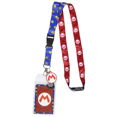 Super Mario Star and Mario Logo Reversible Breakaway Keychain Lanyard ID Holder - Image 1 of 4