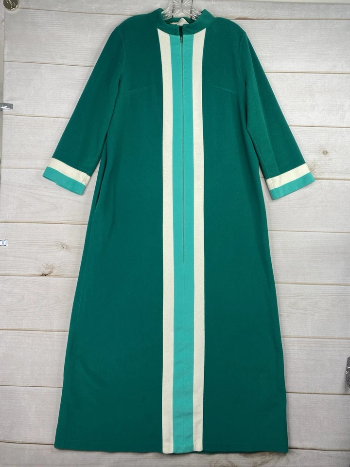 Vtg Vanity Fair Robe Womens 14 Fleece Long House Coat Gown Pajamas 1/2 Zip USA - Image 1 of 4