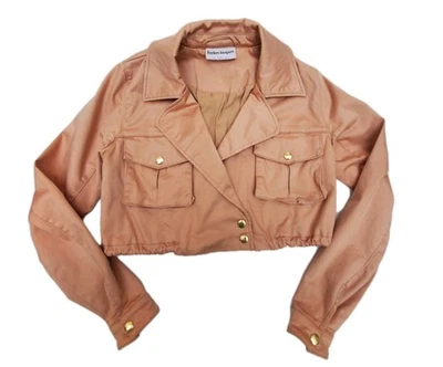 Jaqueta safári cropped vintage Y2K blazer algodão bronzeado localizadores guardiões NOVO - Imagem 1 de 4