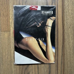 NEW WOLFORD 11883 3857 SIXTY-SIX FISHNET TIGHTS PANTYHOSE POMEGRANATE RED SMALL - Picture 1 of 10