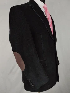 Giacca blazer Ralph Lauren uomo 40R nero velluto a coste pelle marrone gomito patch pad - Foto 1 di 14