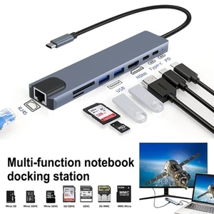 8 in 1 Multiport USB C Hub to 4K HDMI Adapter For MacBook Pro/Air laptops PC US - Picture 1 of 14