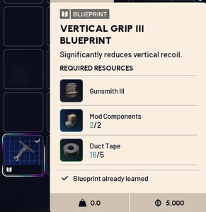 ARC RAIDERS VERTICAL GRIP III BLUEPRINT DIGITAL DELIVERY IN GAME ONLY USA SELLER - Picture 1 of 1