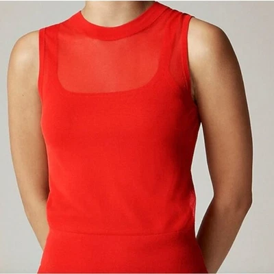 J.Crew Gauzy Sweater Shell Tank WMNS M Red Slim Fit Crewneck Sheer Lightweight - Image 1 of 4