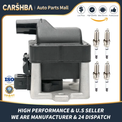 UF364 C1076 Ignition Coil+plugs For VW 91-99 Golf & Jetta 95-96 Passat 1.8L 2.0L - Image 1 of 4